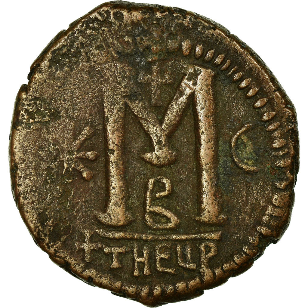 Moneta, Justinian I, Follis, 531-532, Antioch, VF(30-35), Miedź, Sear:214