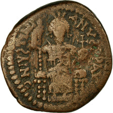 Moneta, Justinian I, Follis, 531-532, Antioch, MB+, Rame, Sear:214