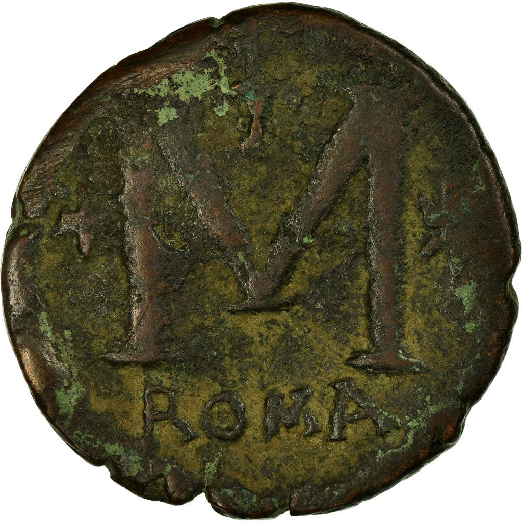 Moeda, Justinian I, Follis, 537, Rome, Rara, VF(30-35), Cobre, Sear:293
