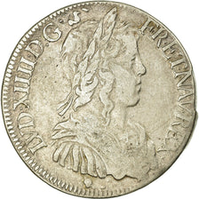Moneda, Francia, Louis XIV, 1/2 Écu à la mèche longue, 1655, Toulouse, BC+