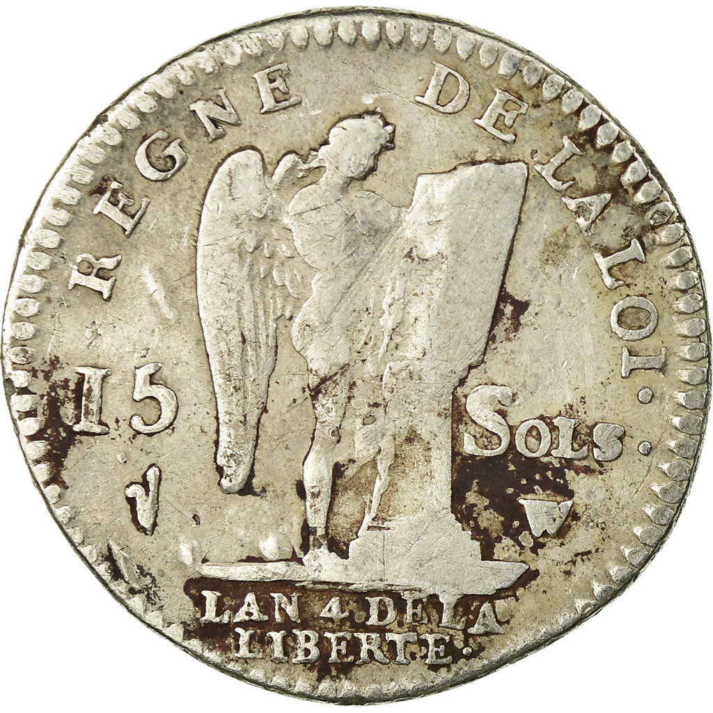 Münze, Frankreich, Louis XVI, 15 Sols, 1792, Lille, S, Silber, Gadoury:36