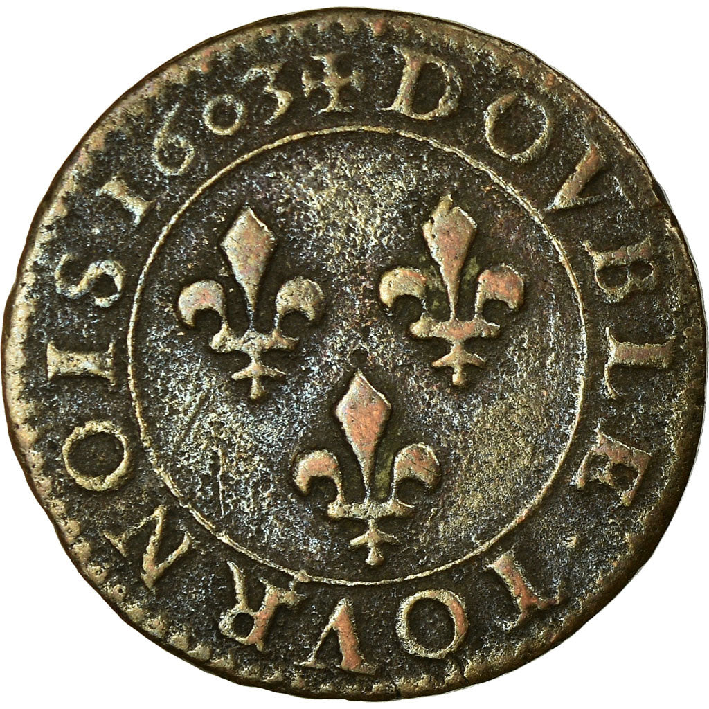 Monnaie, France, Henri IV, Double Tournois, 1603, Paris, TB+, Cuivre, CGKL:222