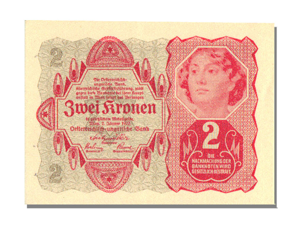 Austria, 2 Kronen, 1922, KM #74, 1922-01-02, UNC(65-70)