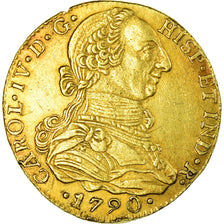 Moneta, Colombia, Charles IV, 4 Escudos, 1790, Nuevo Reino, Very rare, BB+, Oro