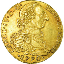 Monnaie, Colombie, Charles IV, 4 Escudos, 1790, Nuevo Reino, Très rare, TTB+