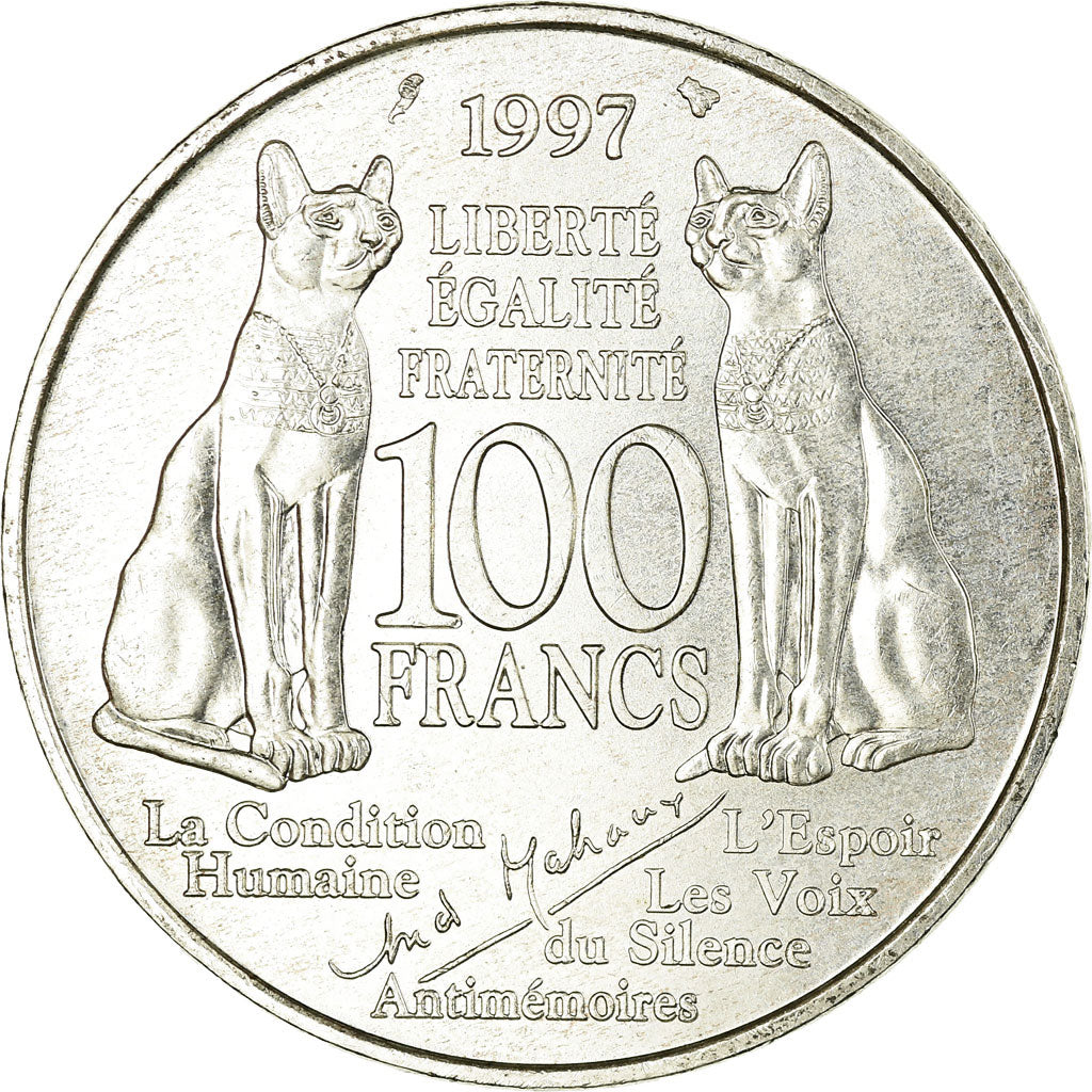 Coin, France, André Malraux, 100 Francs, 1997, MS(63), Silver, KM:1188