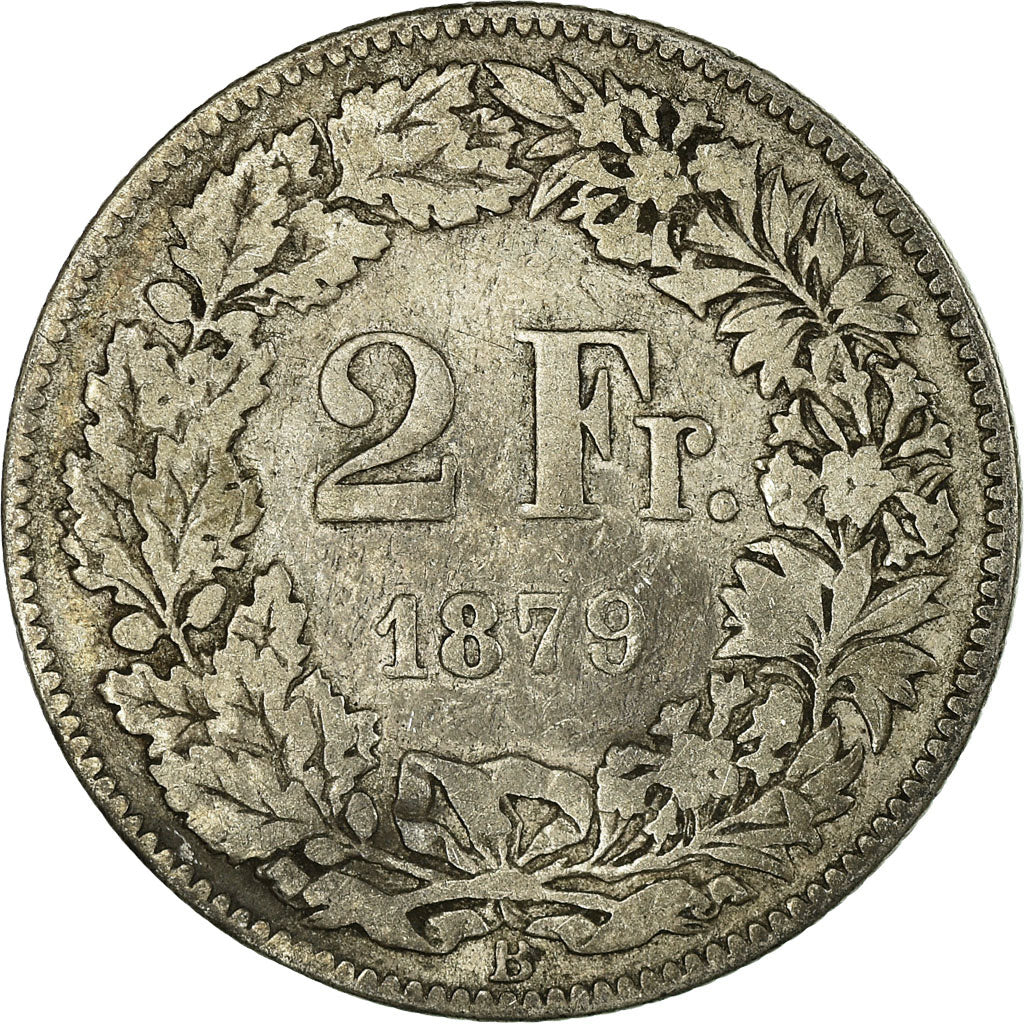 Moneta, Svizzera, 2 Francs, 1879, Bern, MB, Argento, KM:21