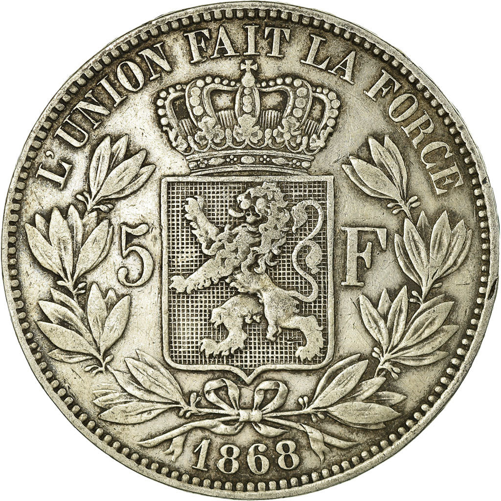 Coin, Belgium, Leopold II, 5 Francs, 5 Frank, 1868, VF(30-35), Silver, KM:24