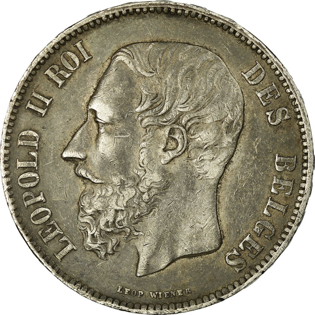 Monnaie, Belgique, Leopold II, 5 Francs, 5 Frank, 1869, Coins désaxés, TTB