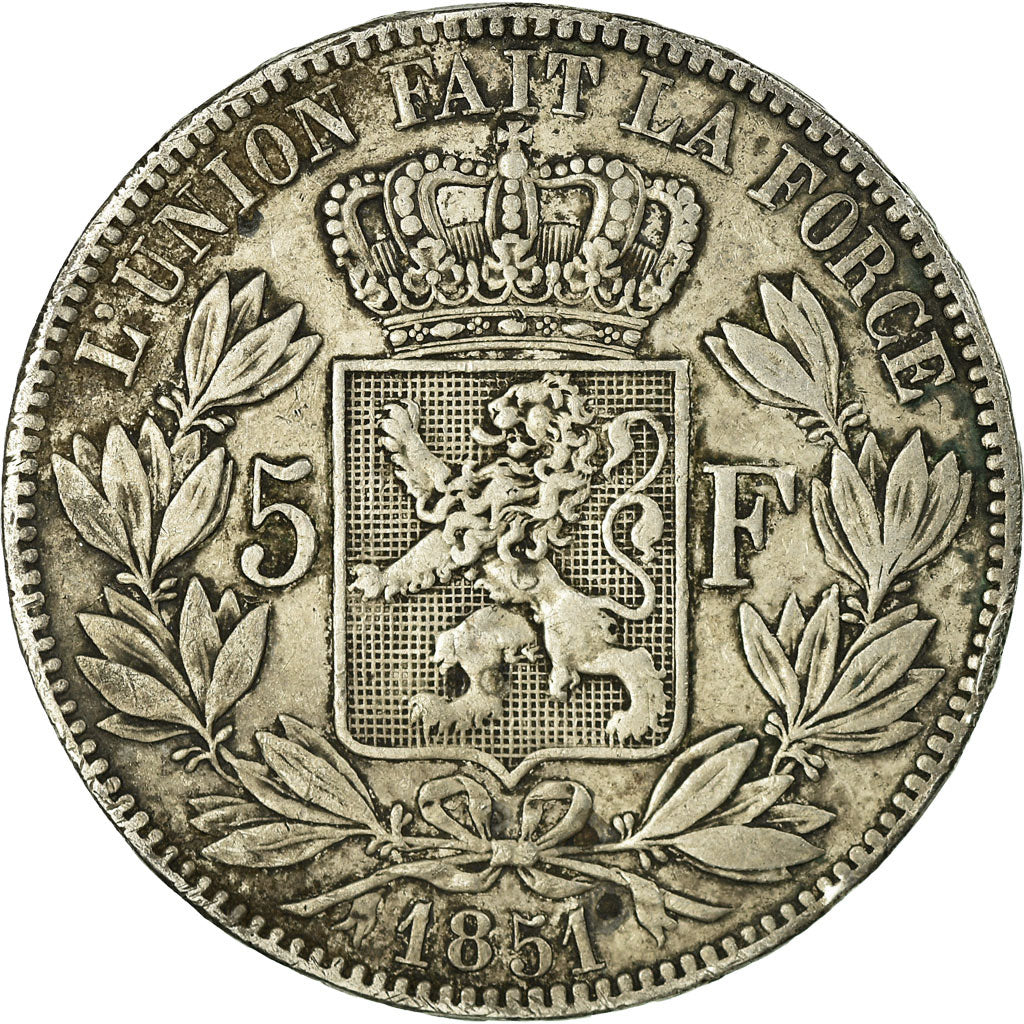 Monnaie, Belgique, Leopold I, 5 Francs, 5 Frank, 1851, TB+, Argent, KM:17