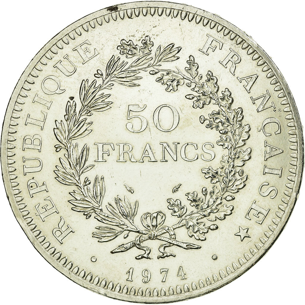 Monnaie, France, Hercule, 50 Francs, 1974, Paris, Tranche fautée, SUP, Argent