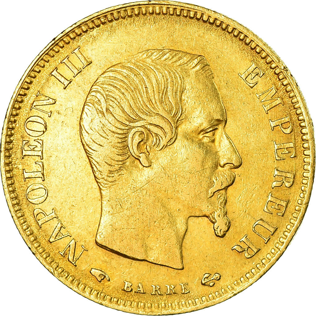 Munten, Frankrijk, Napoleon III, 10 Francs, 1858, Paris, ZF, Goud, KM:784.3