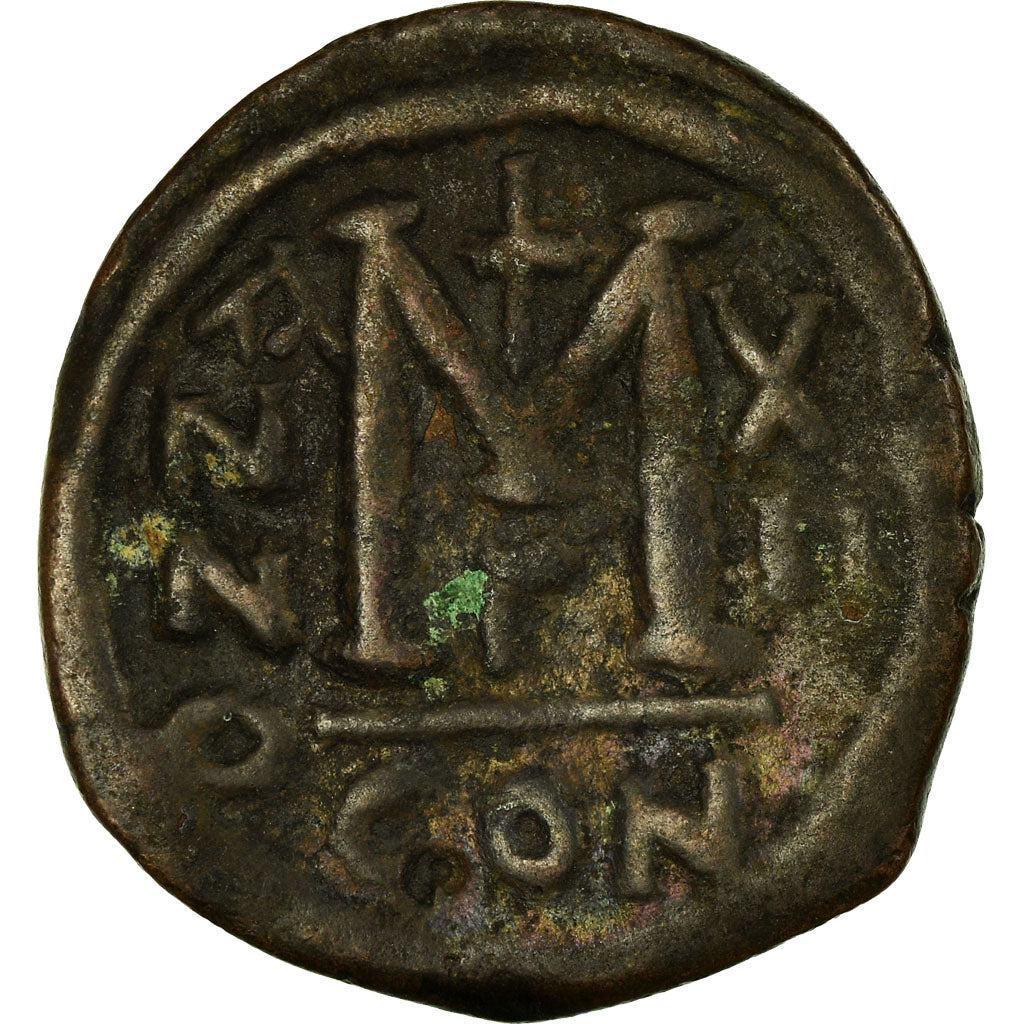 Monnaie, Justin II, Follis, 576-577, Constantinople, TB, Cuivre, Sear:360