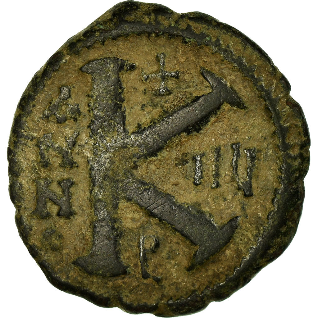 Coin, Justin II, Half Follis, 565-578 AD, Constantinople, VF(20-25), Copper