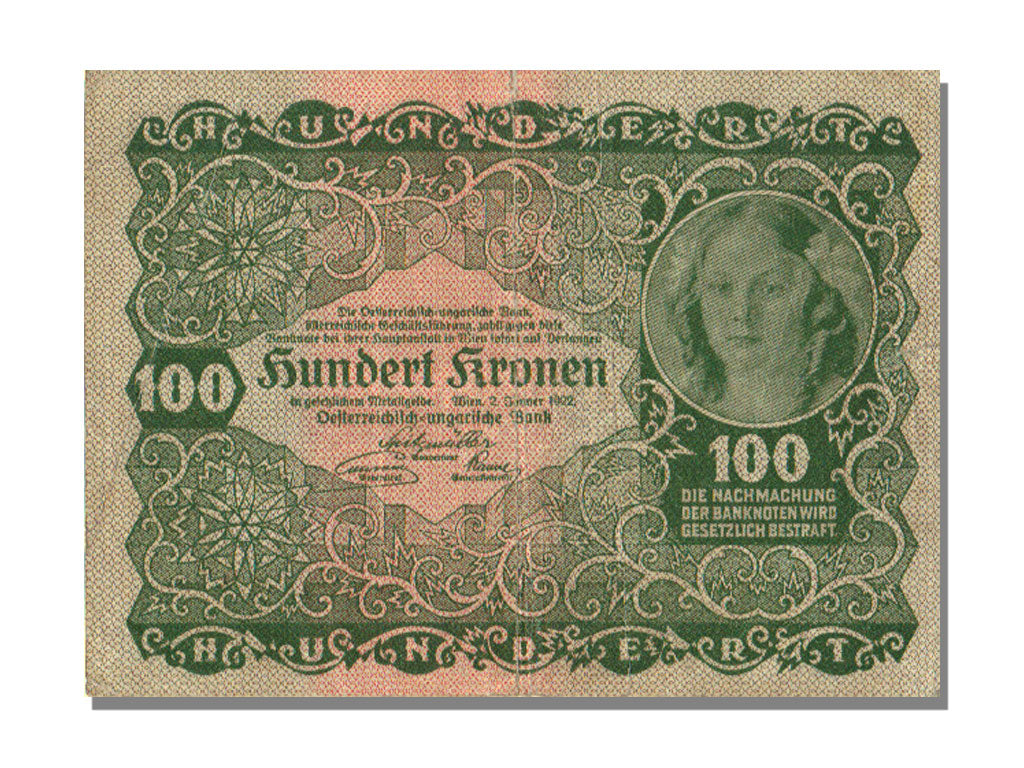 Austria, 100 Kronen, 1922, KM #77, 1922-01-02, EF(40-45), 731330