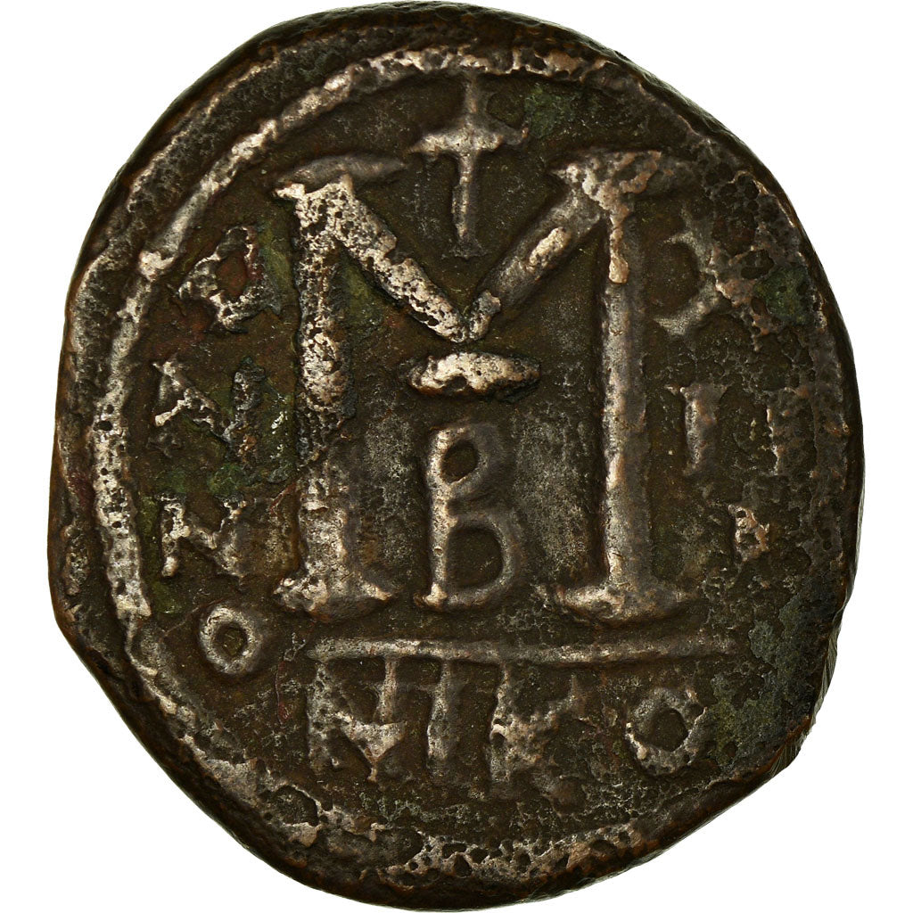 Monnaie, Justin II, Follis, 577-578, Nicomédie, TB, Cuivre, Sear:369