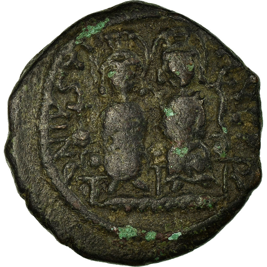 Moeda, Justin II, Half Follis, 575-576, Kyzikos, VF(30-35), Cobre, Sear:373
