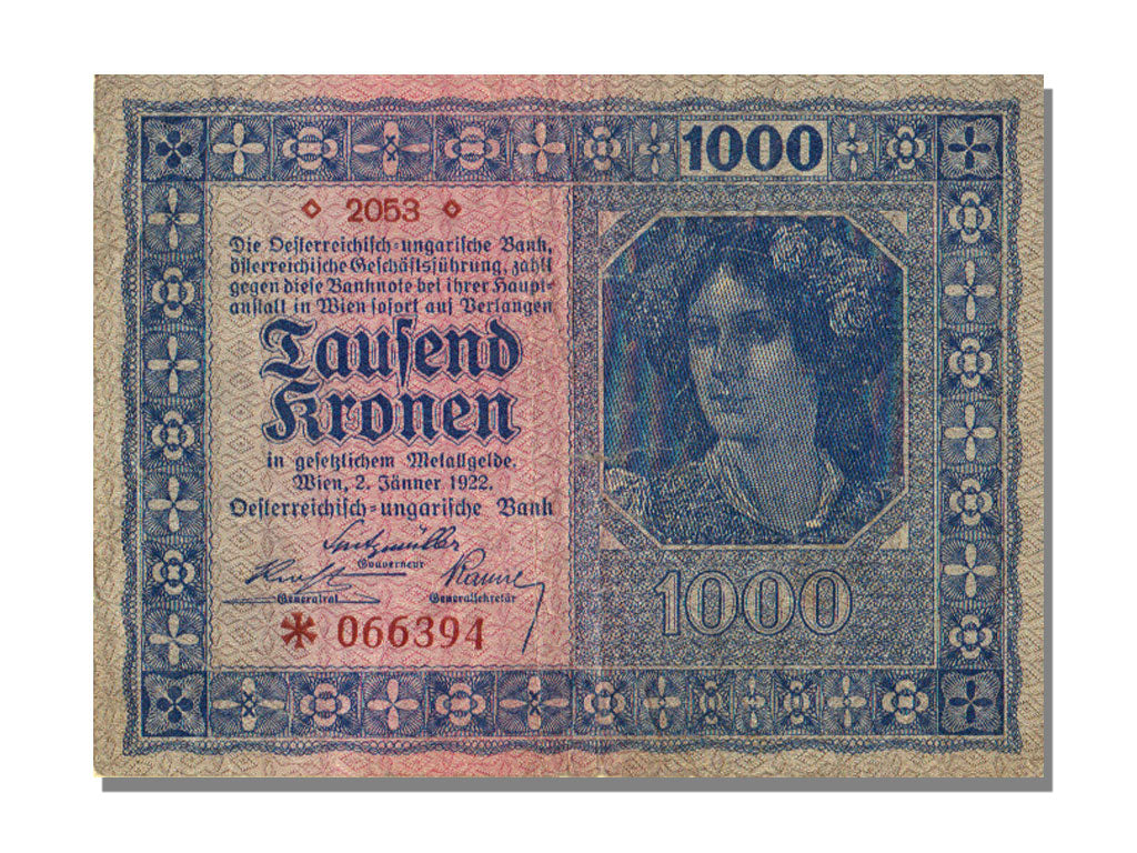 Austria, 1000 Kronen, 1922, 1922-01-02, AU(55-58)