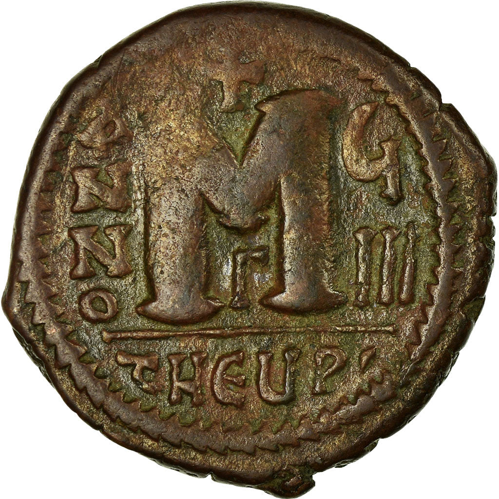Monnaie, Justin II, Follis, 573-574, Antioche, TB+, Cuivre, Sear:379