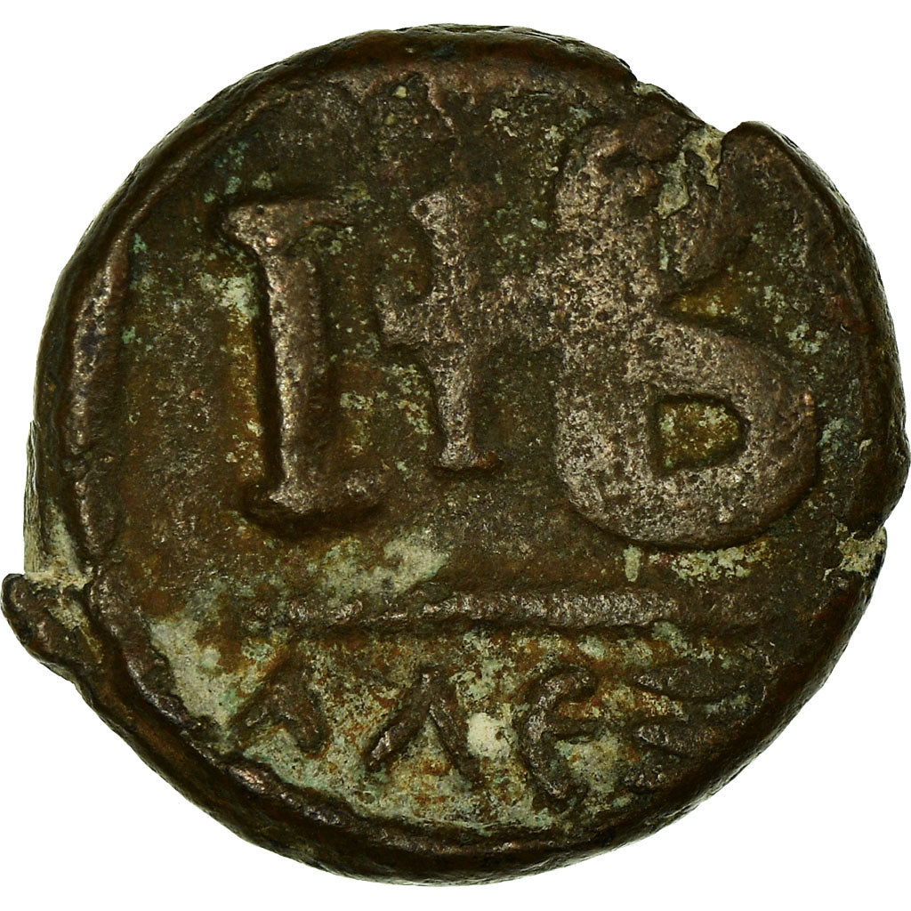 Münze, Justin II, 12 Nummi, 565-578 AD, Alexandria, S+, Kupfer, Sear:389