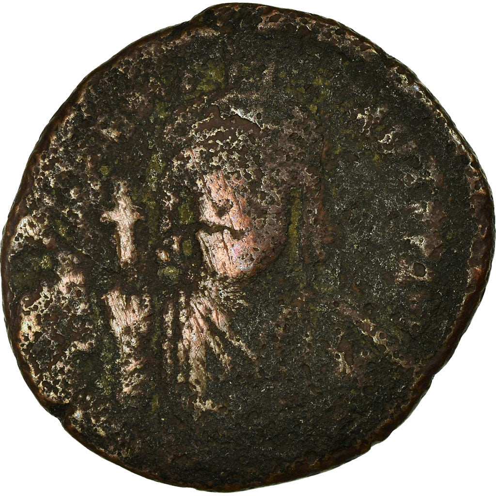 Moeda, Tiberius II Constantine, Half Follis, 578-582, Constantinople, VF(20-25)