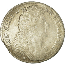Moneda, Francia, Louis XIV, 22 sols de Strasbourg, 1711, Strasbourg, BC+, Plata