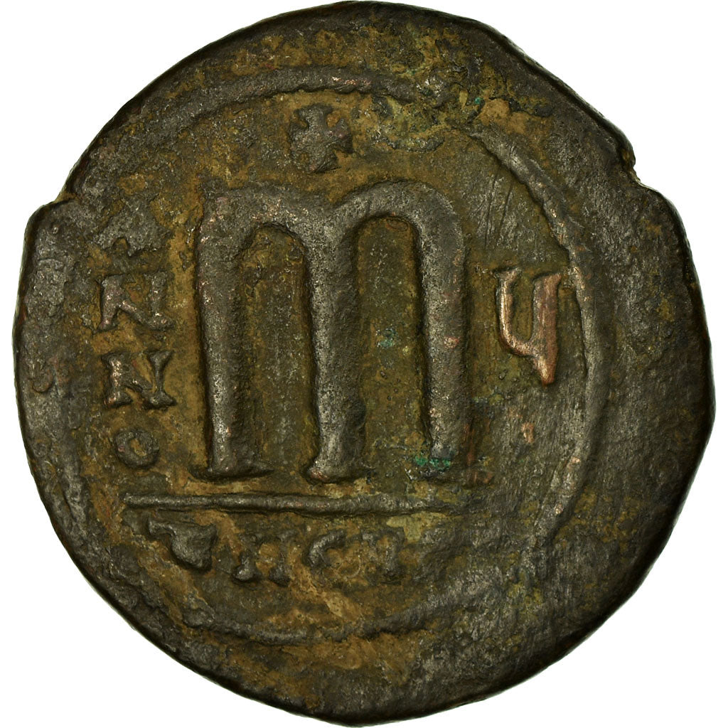 Münze, Tiberius II Constantine, Follis, 579-580, Antioch, S+, Kupfer, Sear:448