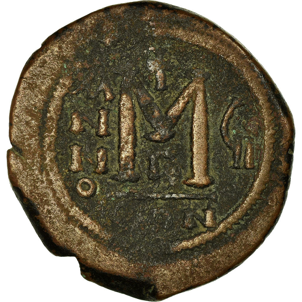 Monnaie, Maurice Tibère, Follis, 582-583, Constantinople, TB, Cuivre, Sear:494
