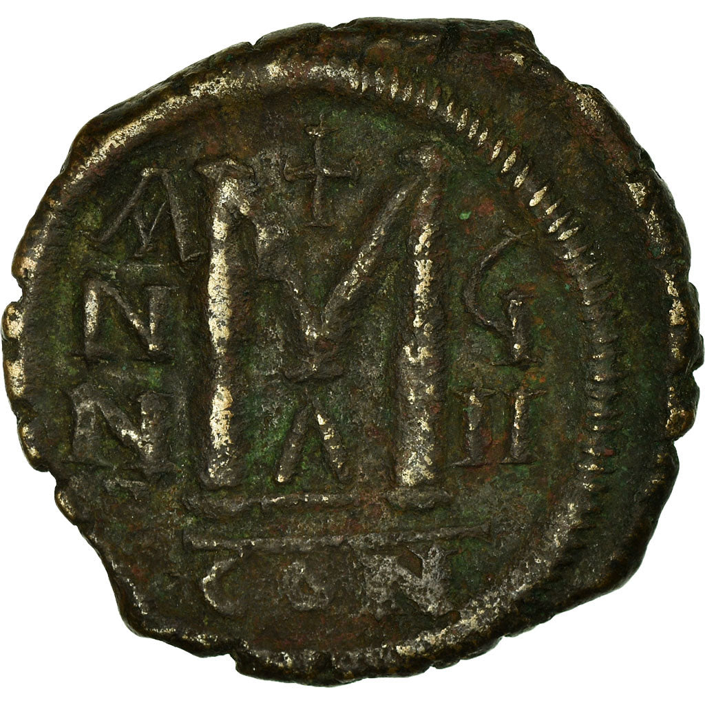 Moneda, Maurice Tiberius, Follis, 589-590, Constantinople, MBC, Cobre, Sear:494