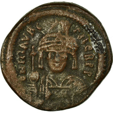 Moneta, Maurice Tiberius, Follis, 589-590, Constantinople, MB+, Rame, Sear:494