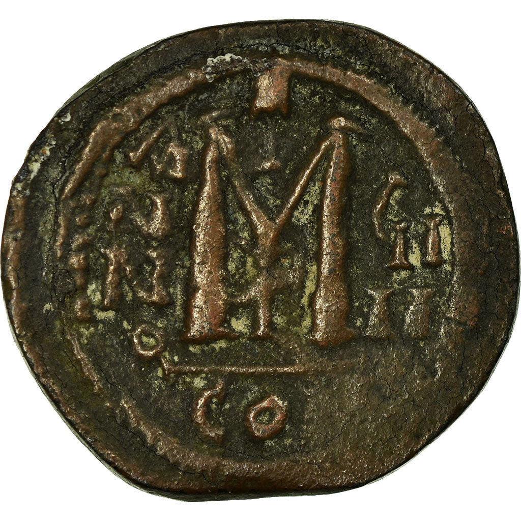 Moneta, Maurice Tiberius, Follis, 589-590, Constantinople, MB+, Rame, Sear:494