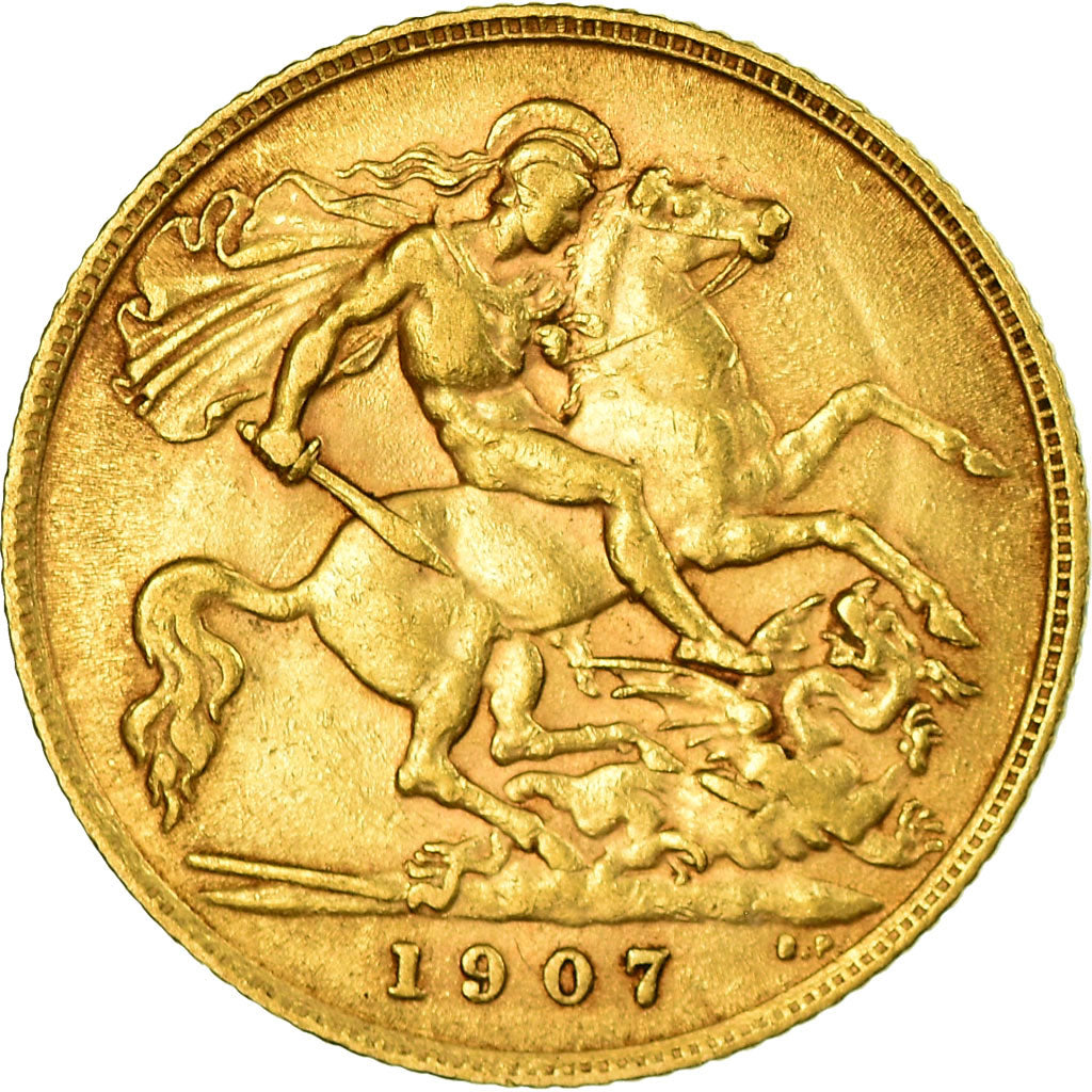 Coin, Great Britain, Edward VII, 1/2 Sovereign, 1907, AU(50-53), Gold, KM:804
