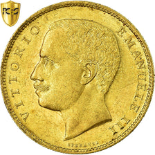 Coin, Italy, Vittorio Emanuele III, 20 Lire, 1905, Rome, Rare, PCGS, MS61, Gold