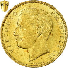 Coin, Italy, Vittorio Emanuele III, 20 Lire, 1905, Rome, Rare, PCGS, MS62, Gold