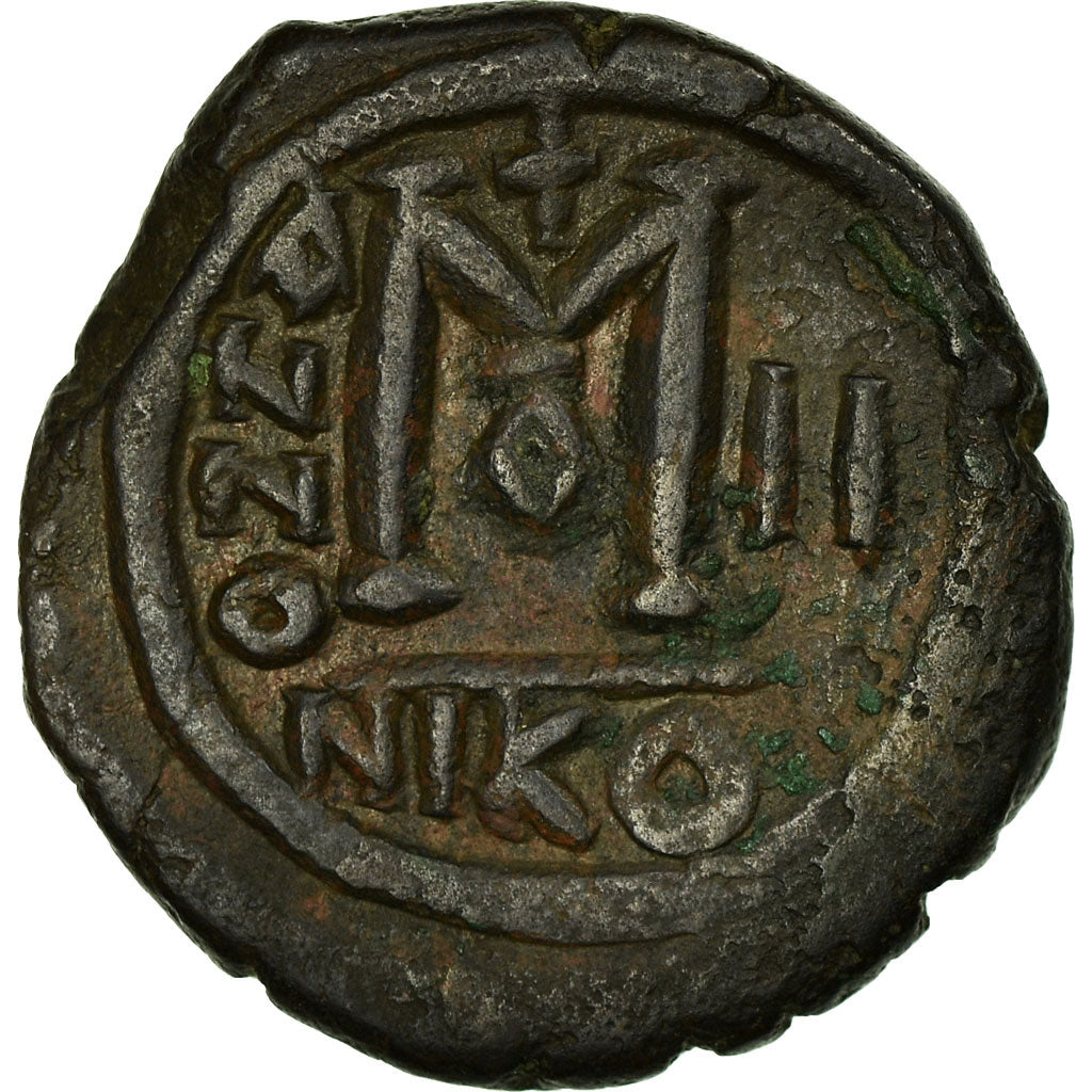 Moneta, Maurice Tiberius, Follis, 582-602, Nicomedia, MB+, Rame, Sear:511