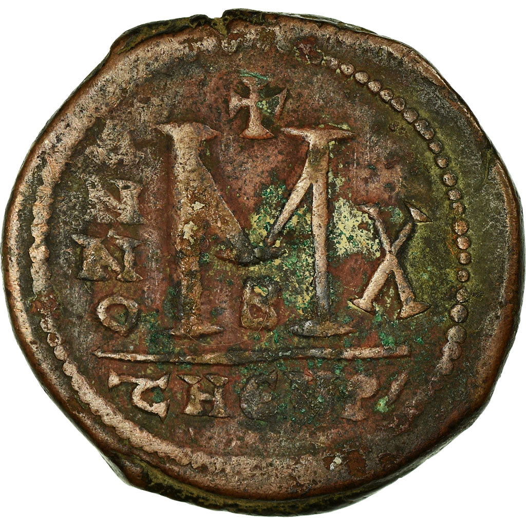 Münze, Maurice Tiberius, Follis, 591-592, Antioch, S+, Kupfer, Sear:533