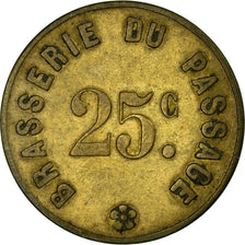 Munten, Frankrijk, Brasserie du Passage, Saint-Etienne, 25 Centimes, ZF, Tin