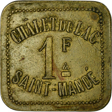 Moneta, Francja, Châlet du Lac, Saint-Mandé, 1 Franc, EF(40-45), Mosiądz