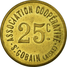 Monnaie, France, Association Coopérative, Saint-Gobain, 25 Centimes, SUP