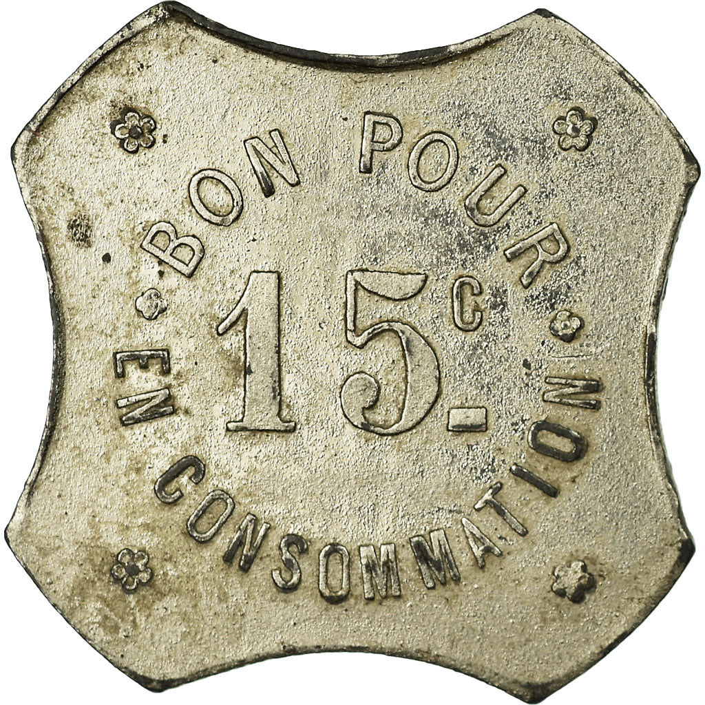 Münze, Frankreich, Café BARRET, Saint-Etienne, 15 Centimes, SS+, Nickel plated