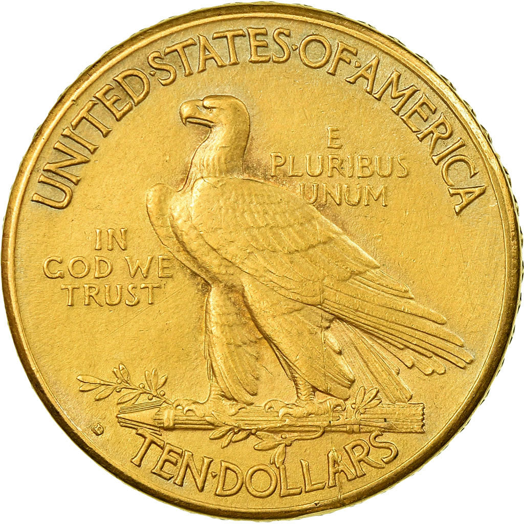 Moneta, USA, Indian Head, $10, Eagle, 1914, Denver, AU(50-53), Złoto, KM:130