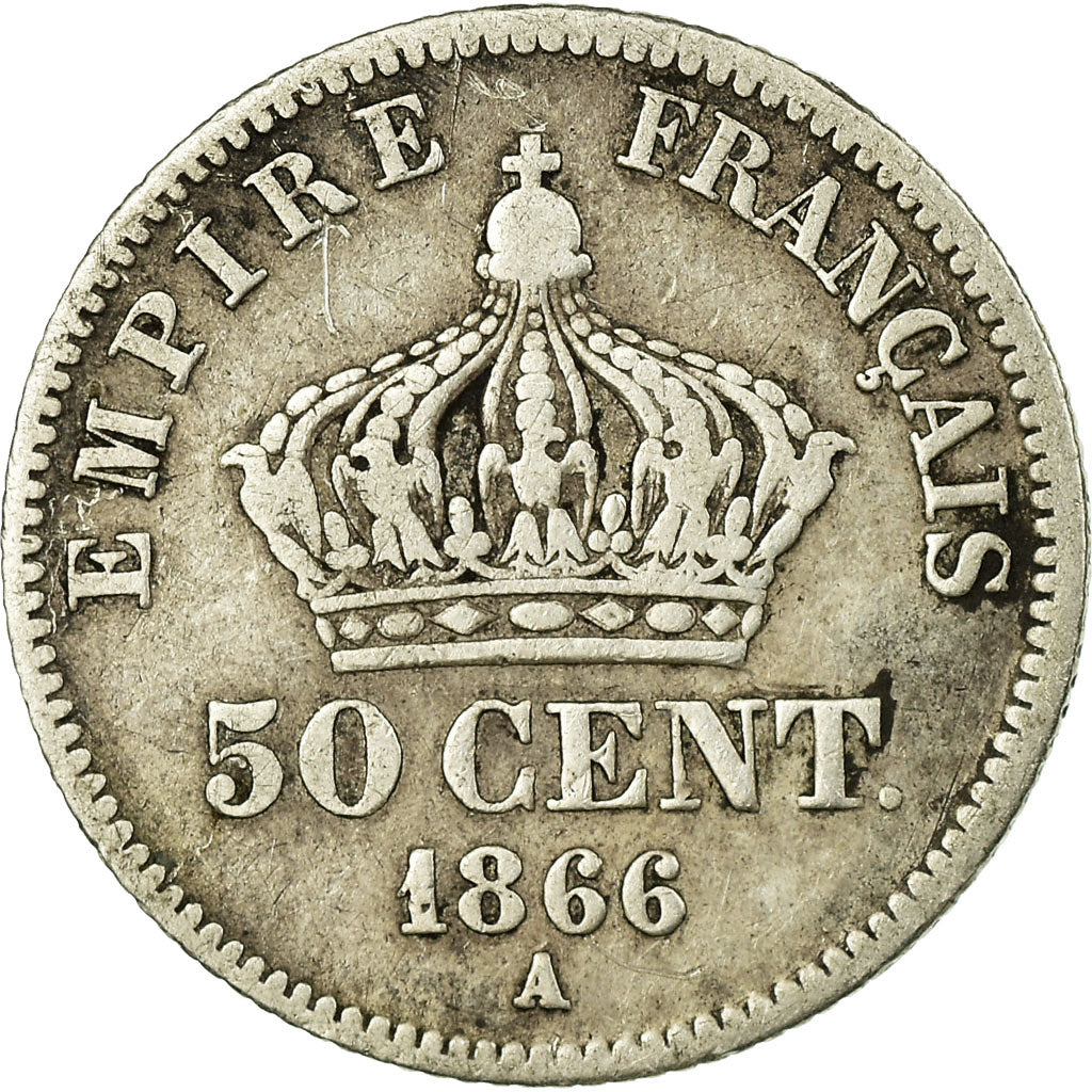 Coin, France, Napoleon III, 50 Centimes, 1866, Paris, VF(20-25), Silver