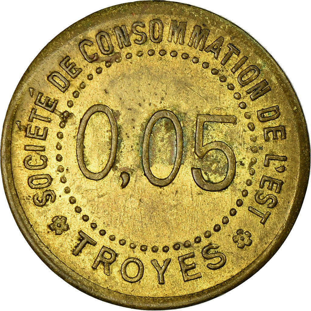 Moneta, Francia, Société de Consommation de l'Est, Troyes, 5 Centimes, BB+