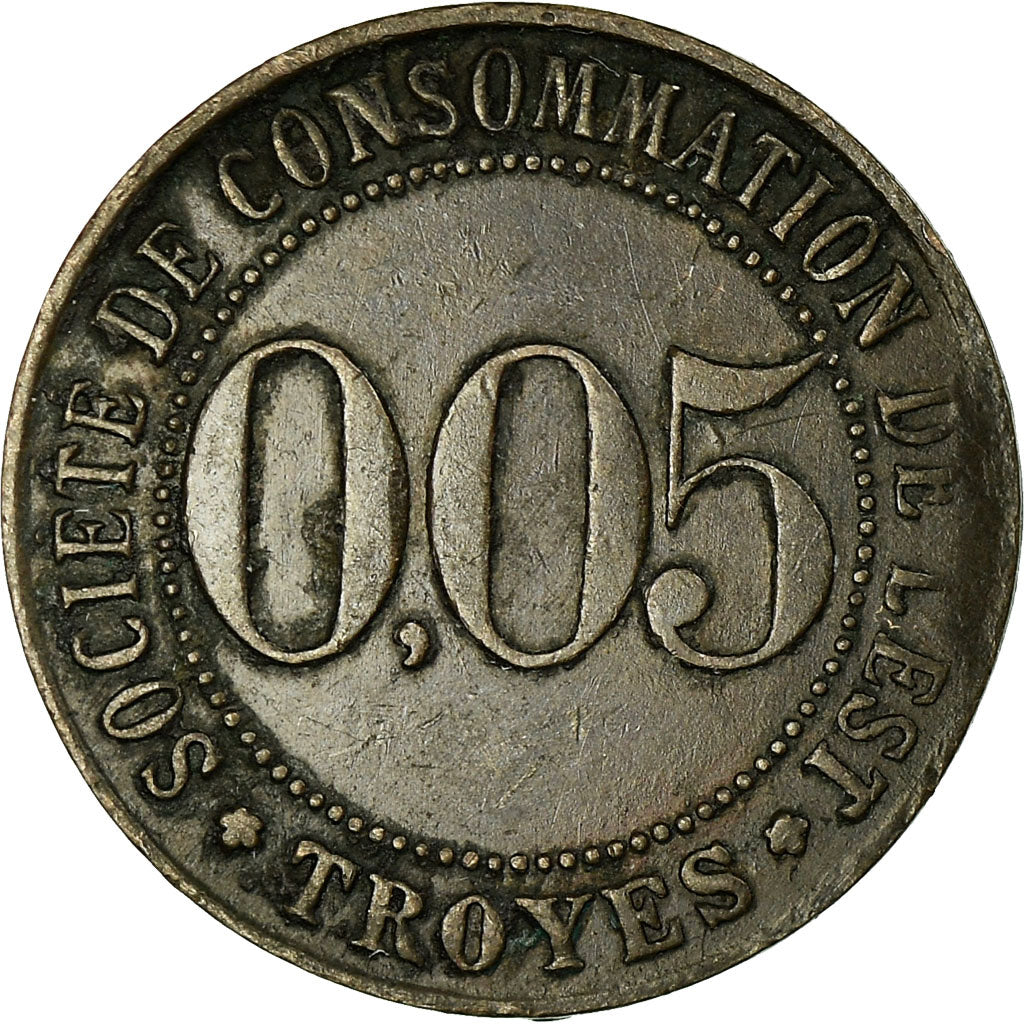 Moneta, Francia, Société de Consommation de l'Est, Troyes, 5 Centimes, BB
