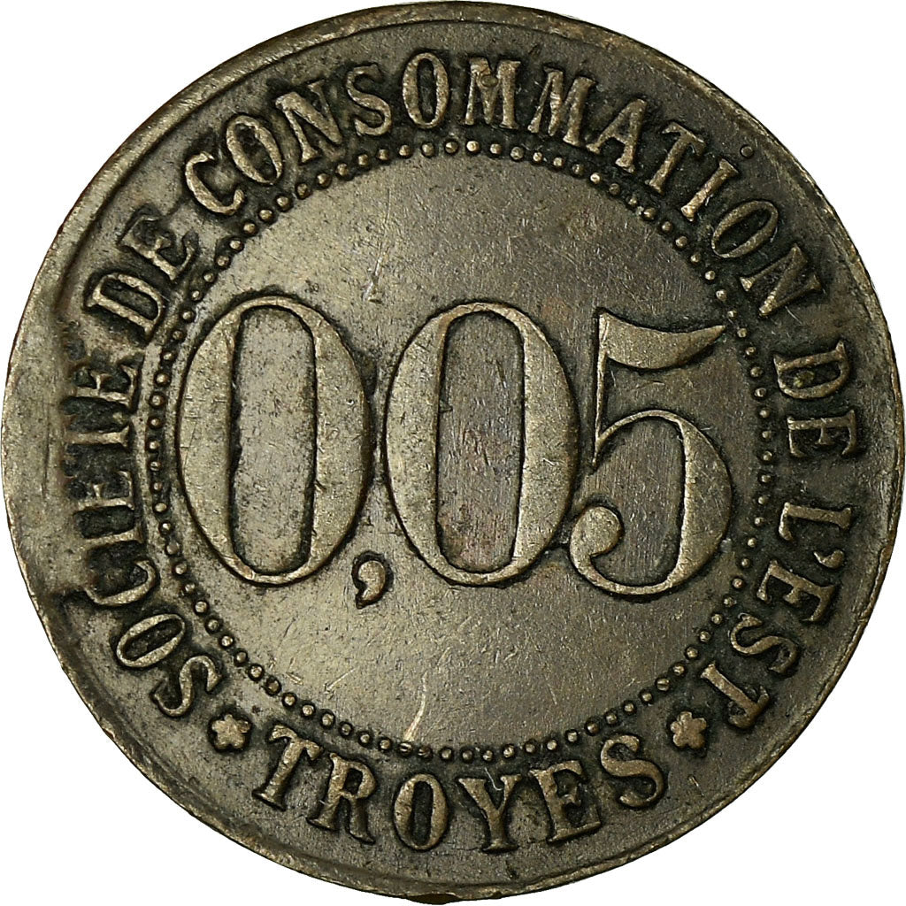 Moneta, Francia, Société de Consommation de l'Est, Troyes, 5 Centimes, BB