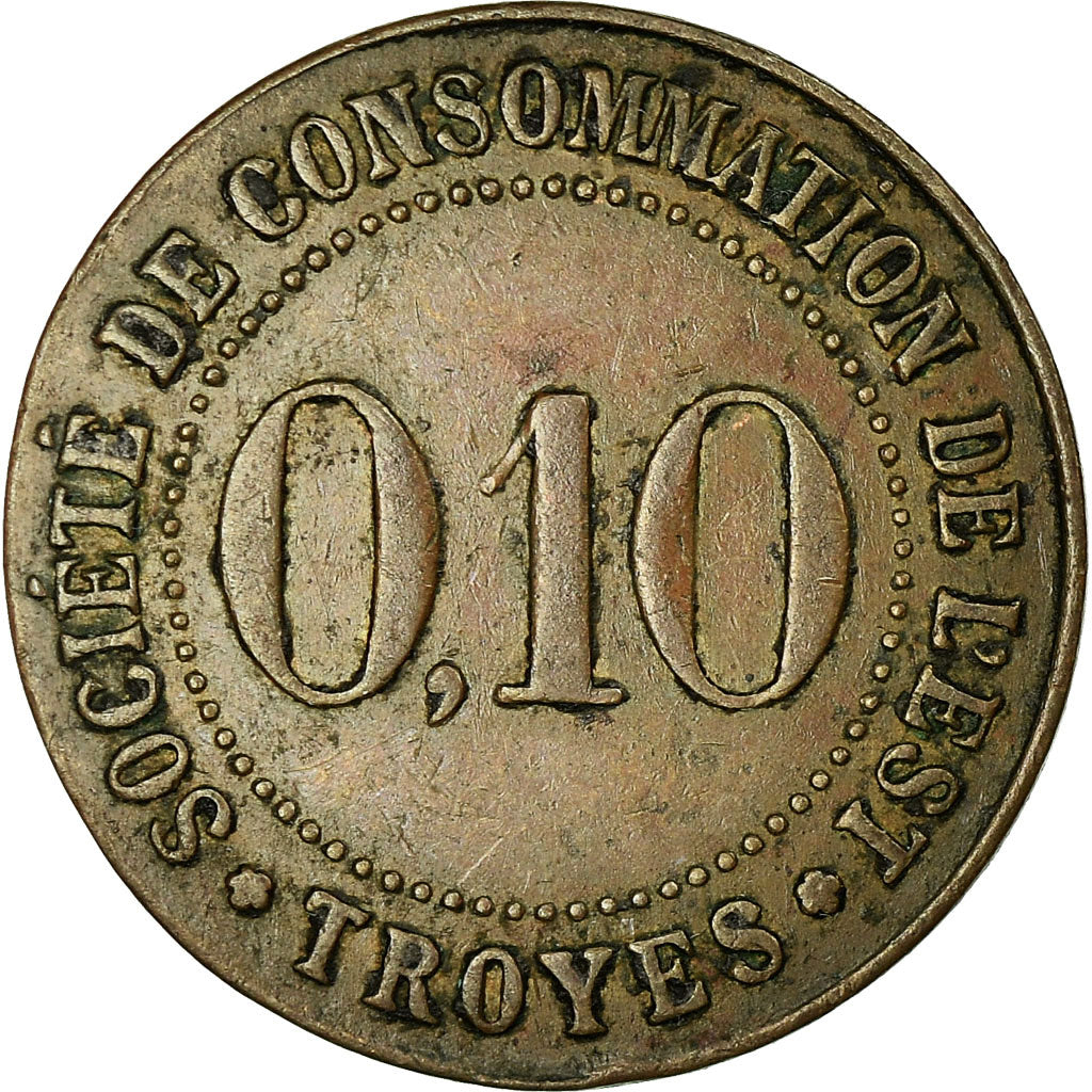 Moneta, Francia, Société de Consommation de l'Est, Troyes, 10 Centimes, BB