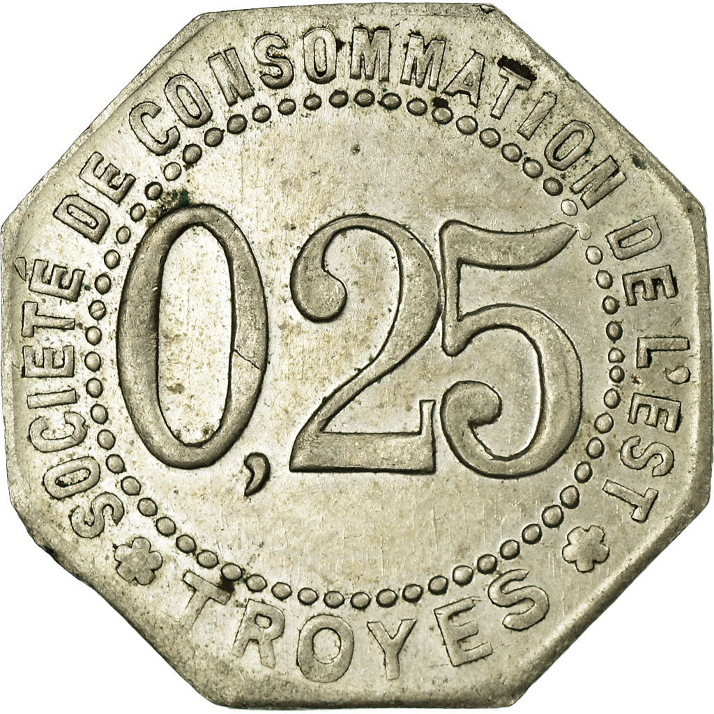 Münze, Frankreich, Société de Consommation de l'Est, Troyes, 25 Centimes