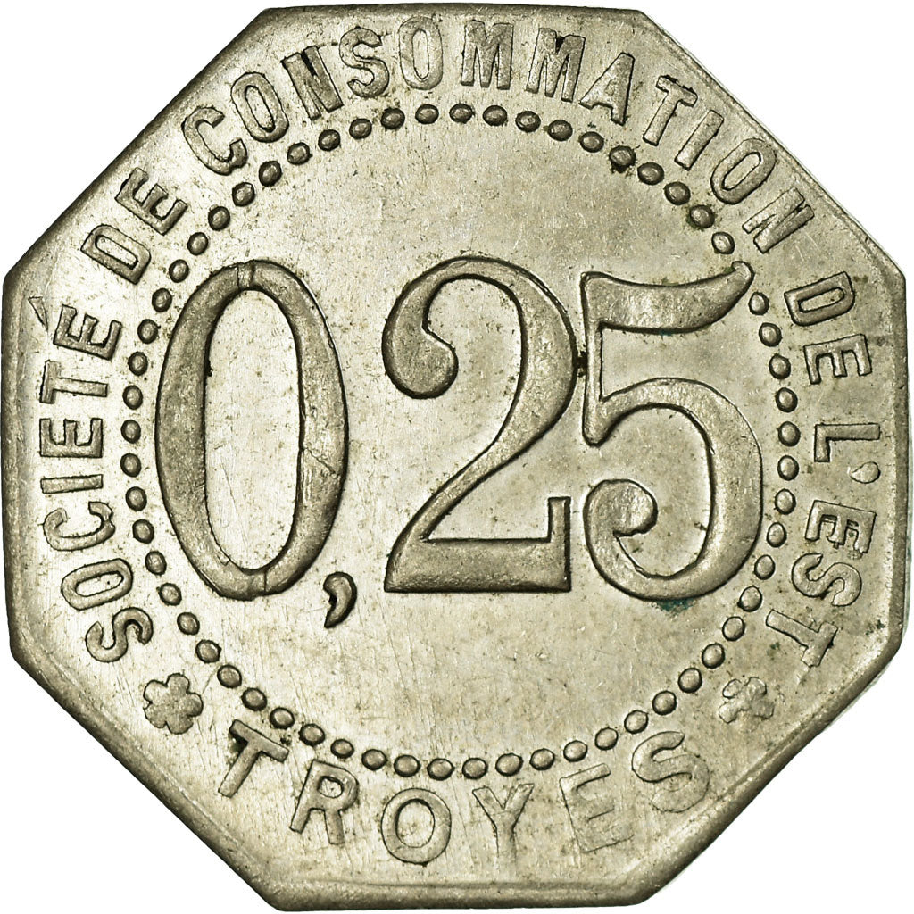 Münze, Frankreich, Société de Consommation de l'Est, Troyes, 25 Centimes