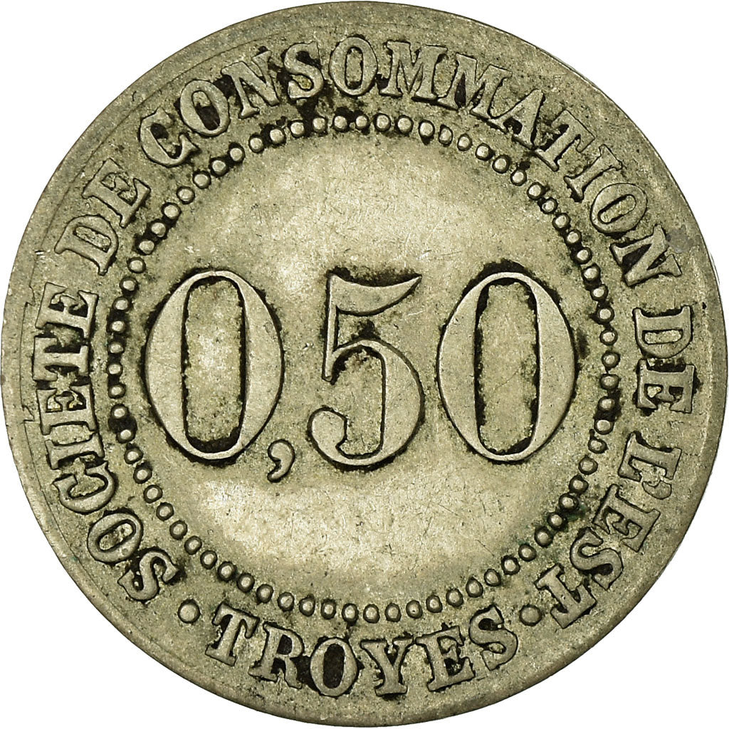 Moneta, Francia, Société de Consommation de l'Est, Troyes, 50 Centimes, BB