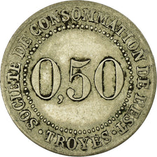 Moneta, Francia, Société de Consommation de l'Est, Troyes, 50 Centimes, BB